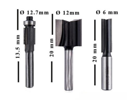 Fresas Para Fresadora 3 Unidades 1/4 (6.35) Rectas Ø6, 12 Y 12,7 Fresas Para Fresadora 3 Unidades 1/4 (6.35) Rectas Ø6, 12 Y 12,7