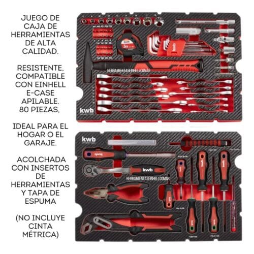 Kit Herramientas Manuales Maletin Apilable Profesional KWB 79 piezas
