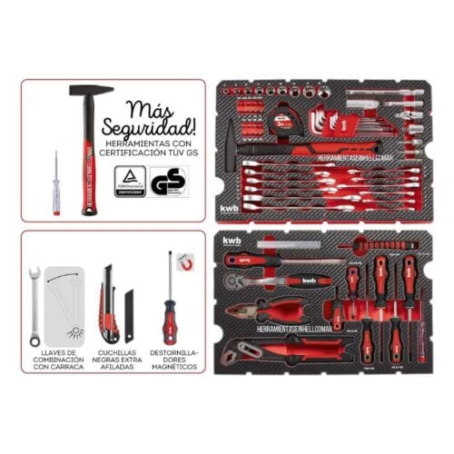 Kit Herramientas Manuales Maletin Apilable Profesional KWB 79 piezas